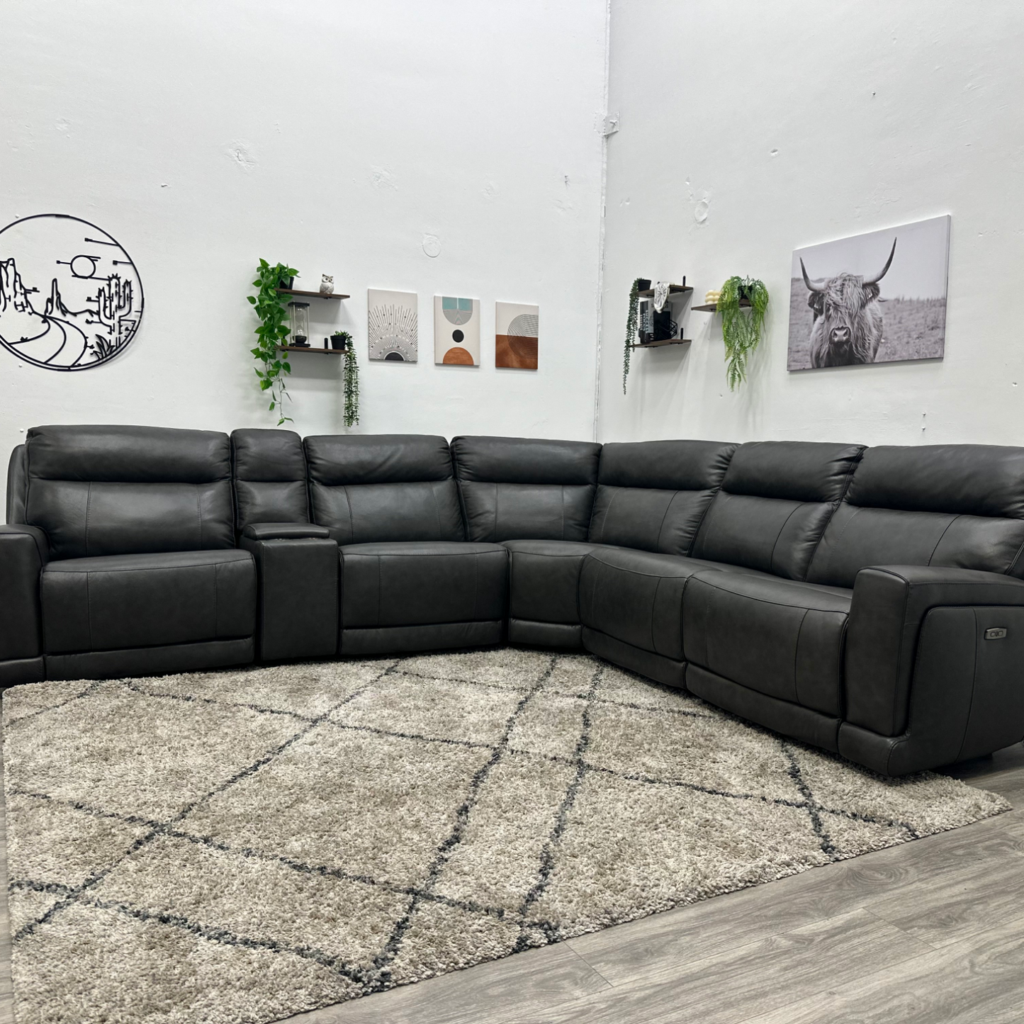 Leather Recliner Sectional Couch - Free Delivery