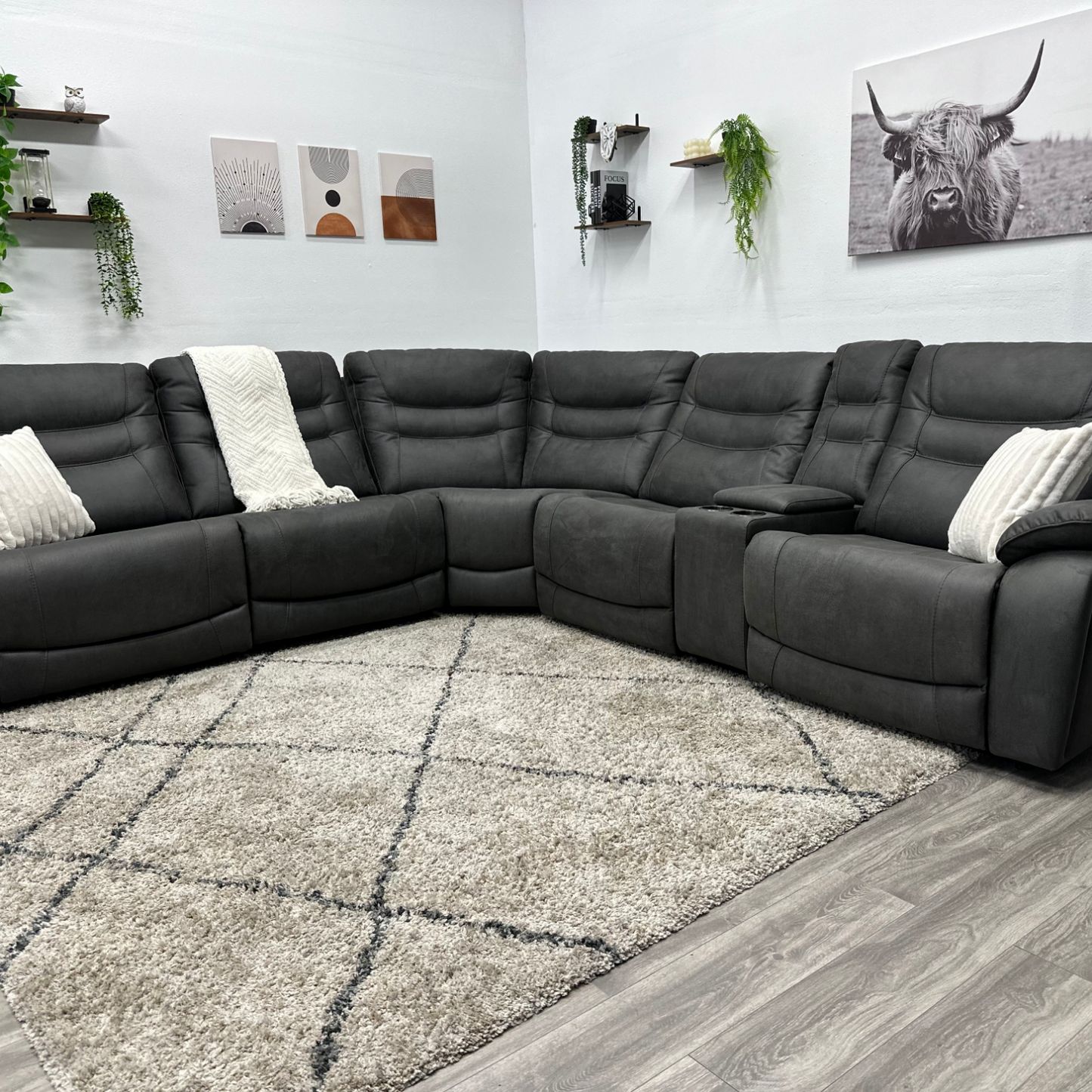 Dark Grey Sectional Couch Recliner - Free Delivery