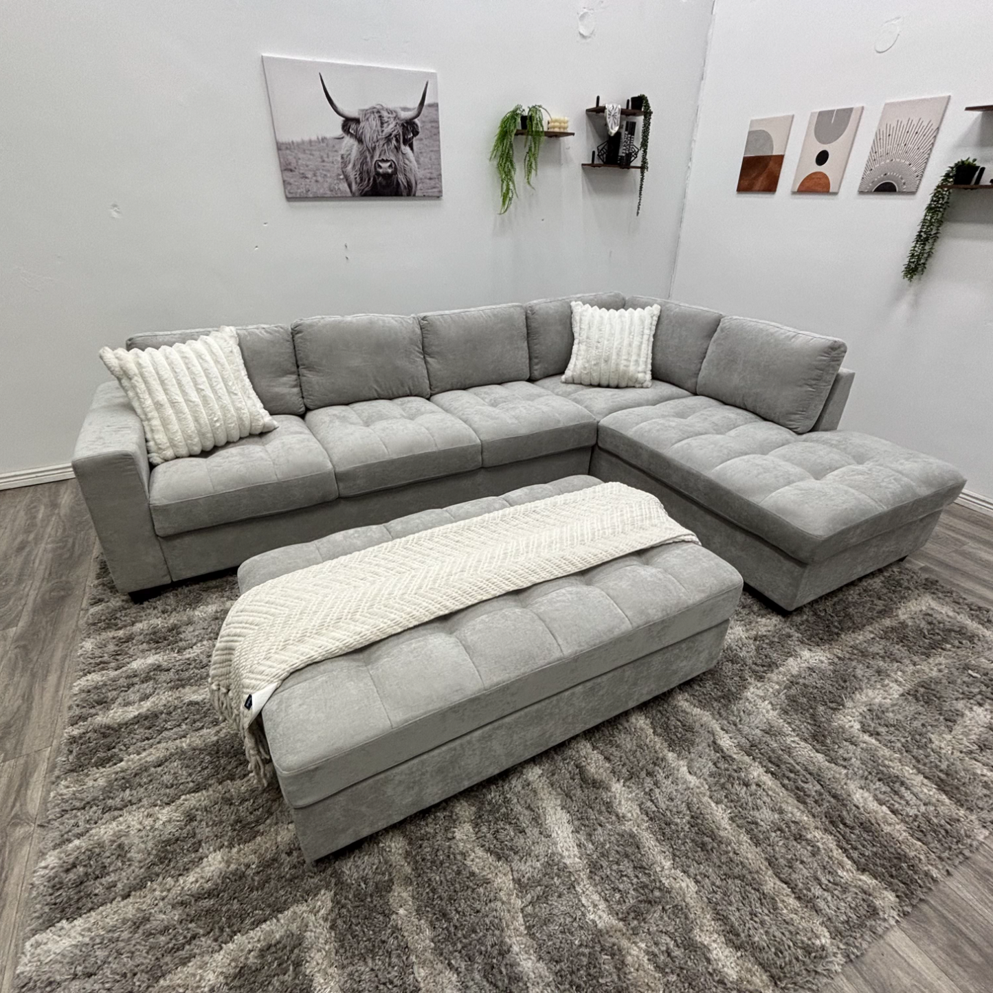 Grey Sectional Couch NEW - Free Delivery