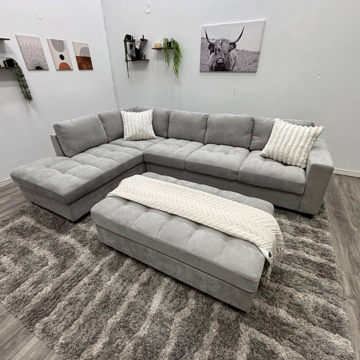 Grey Sectional Couch NEW - Free Delivery
