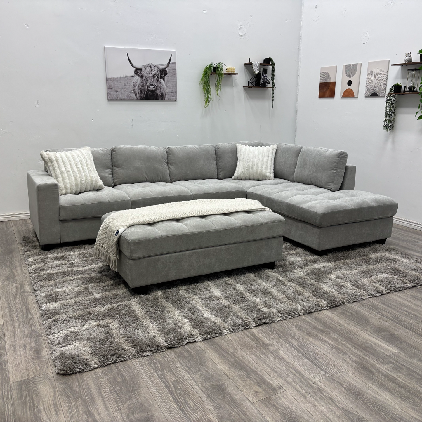 Grey Sectional Couch NEW - Free Delivery