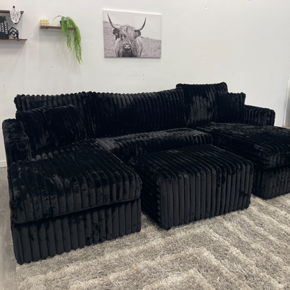 Black Sectional Couch - Free Delivery